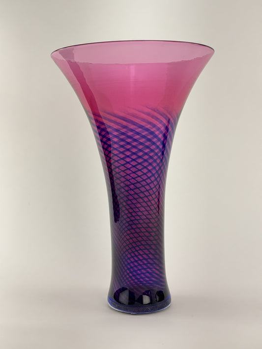 Beautiful Young Constantin Red Purple Blue Swirl Art Glass Flared Trumpet Vase