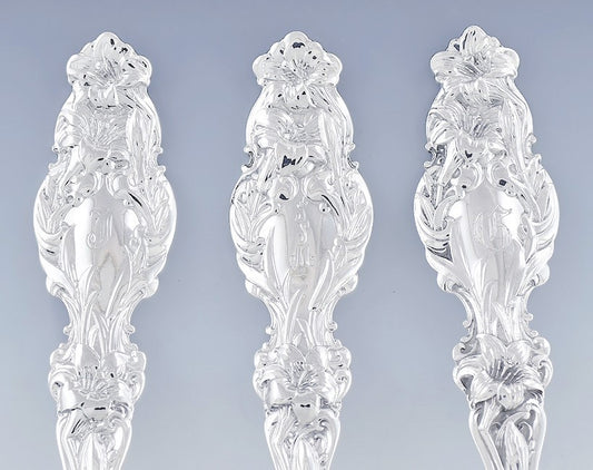 Great set 6 Whiting Sterling Silver Lily Teaspoons