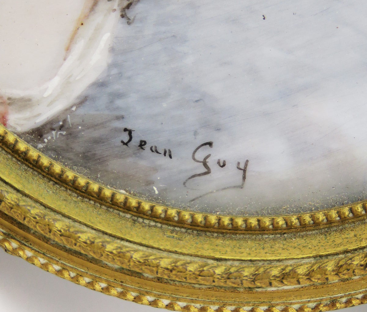 Ornate Mid/Late 1800s French Hand-Painted Portrait Gilt Brass Frame