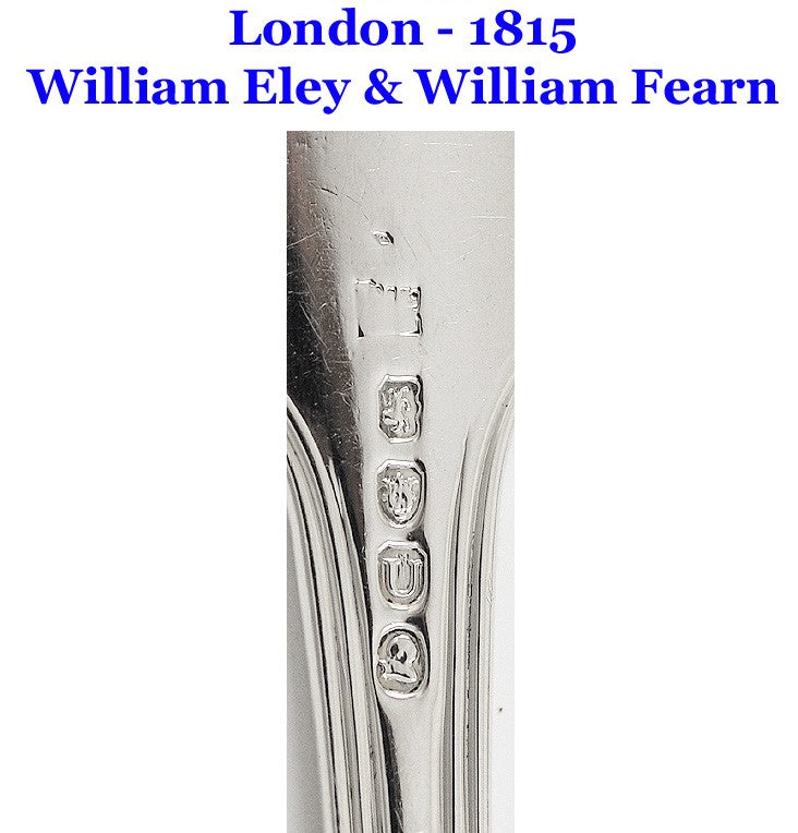 Antique 1815 Georgian English Sterling Silver Fiddle Shell Serving Spoon