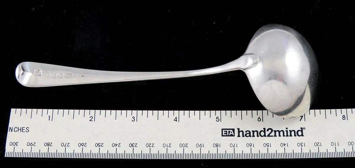 Antique 1793 English Sterling Silver Gravy/Sauce Ladle Horse Riding Spur Crest