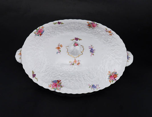 Rare Copeland Spode Dresden Rose Savoy English Porcelain Covered Entrée Dish