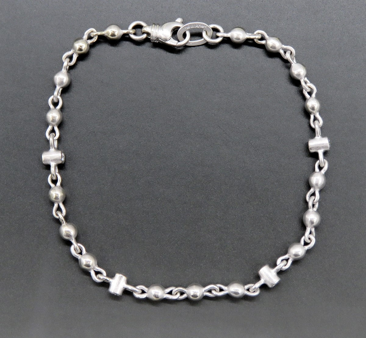 New York Designer JJ Marco 18K White Gold Diamond Beaded Link Bracelet
