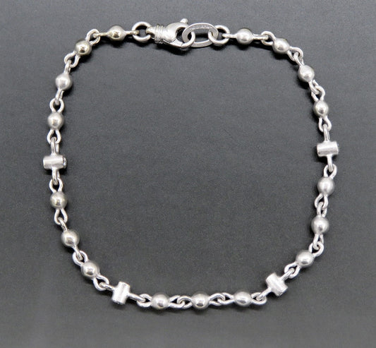 New York Designer JJ Marco 18K White Gold Diamond Beaded Link Bracelet