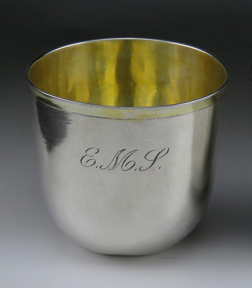 Superb Rare Pair c1760s German Silver Faustbecher Palm Cups Tumblers Dresden