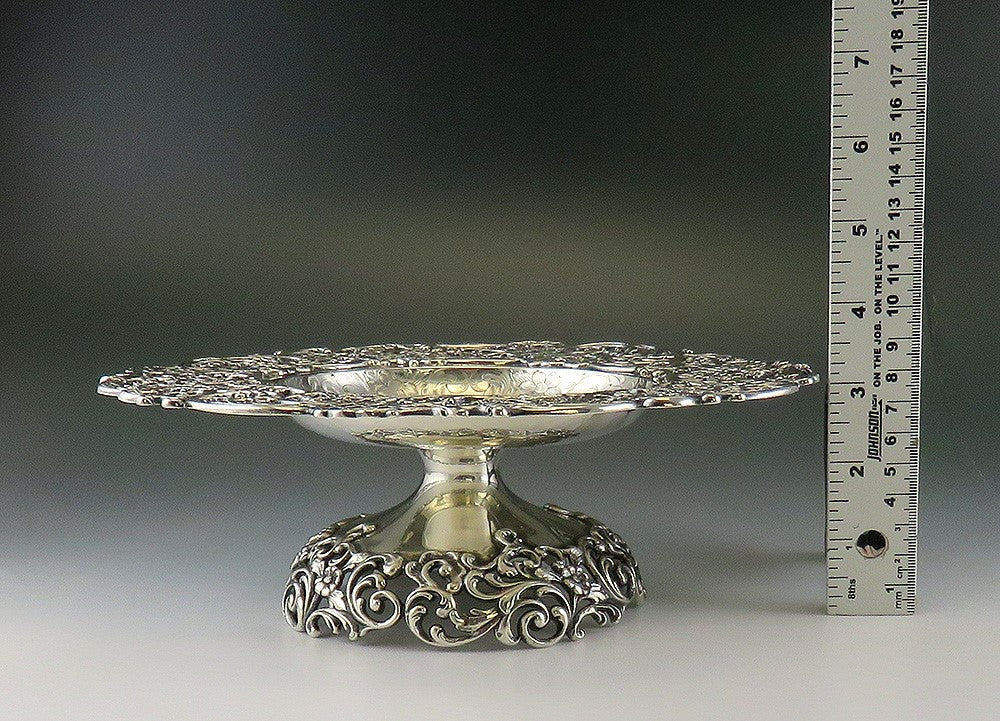 2 Antique Art Nouveau Victorian Sterling Silver Pedestal Dishes Compotes Tazzas