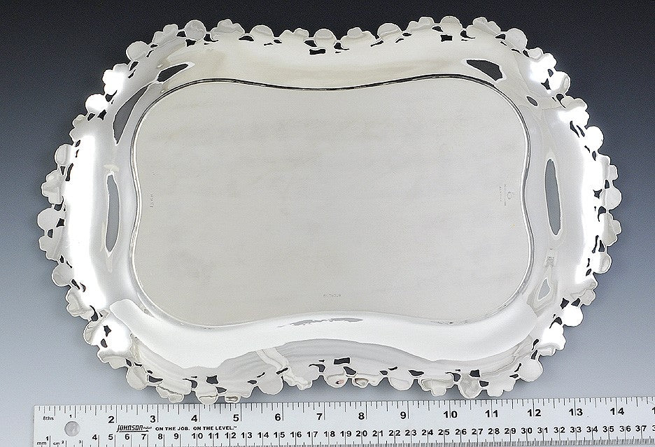 Antique c1890 Theodore Starr Sterling Silver Clover Serving Dish/Tray 14.5"