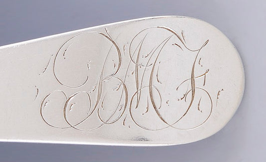 Fine c1790s Pair American Sterling Silver Serving Spoons by W.G. Forbes