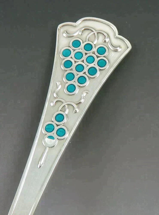 Antique Sterling Silver Tostrup Oslo Norwegian Enameled Grape Spoon 5 3/8”