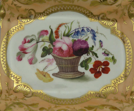 Antique c1815 Pair Hand Painted Gilded Floral English Porcelain Serving Dishes