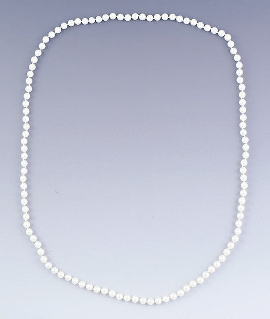 Lovely VTG Single Strand Hand Knotted ~6.5mm Pearl Necklace 34"