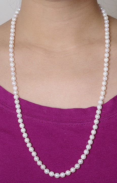 Fine Knotted Strand of Pearls Necklace w/14K Filigree Clasp