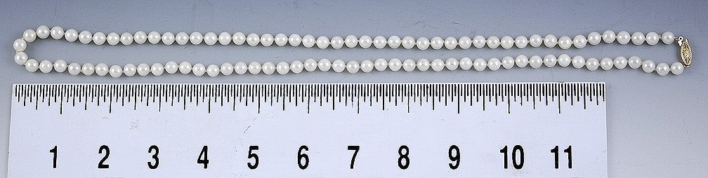 Fine Knotted Strand of Pearls Necklace w/14K Filigree Clasp