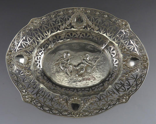 Antique German 1800's Hand Made Silver Tray/Dish/Bowl - No Monogram
