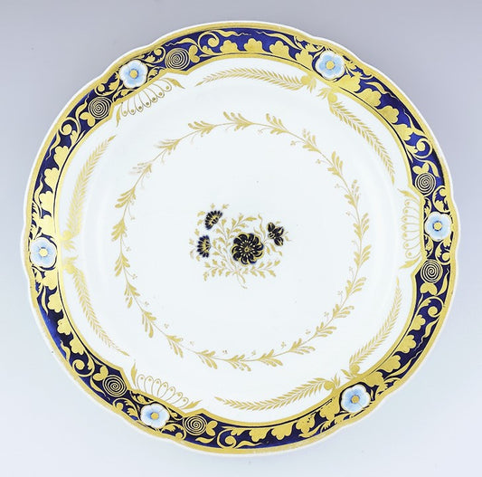 c1800-1825 Lovely set 13 Spode Cobalt Blue White & Gilt Dinner Plates