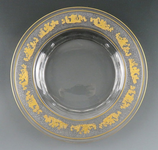 10 Val St Lambert Danse de Flore Gold Crystal Glass Dinner Plates 8 5/8"