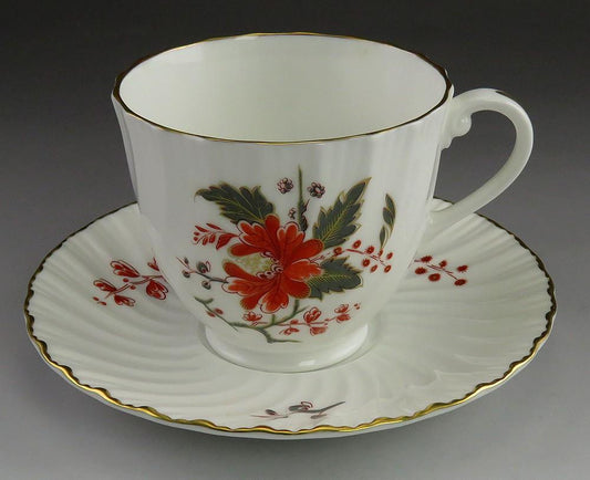 16pc English Porcelain Royal Worcester Lynbrook Pattern Tea Cups & Saucers