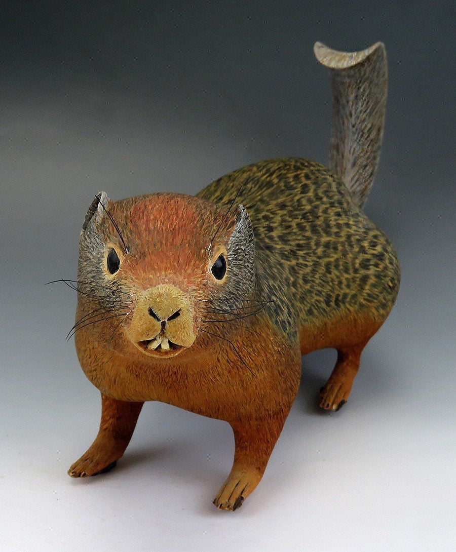 Realistic Hand Made Naturalist Ground Squirrel Museum Quality Wood Figure