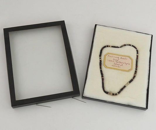 Rare Antiquities 4300 BC Mesopotamian Ubaid Stone Bead Necklace in Display Case