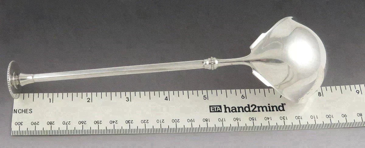 1860s Antique American Aesthetic Movement Coin Silver Seal Top Gravy/Sauce Ladle