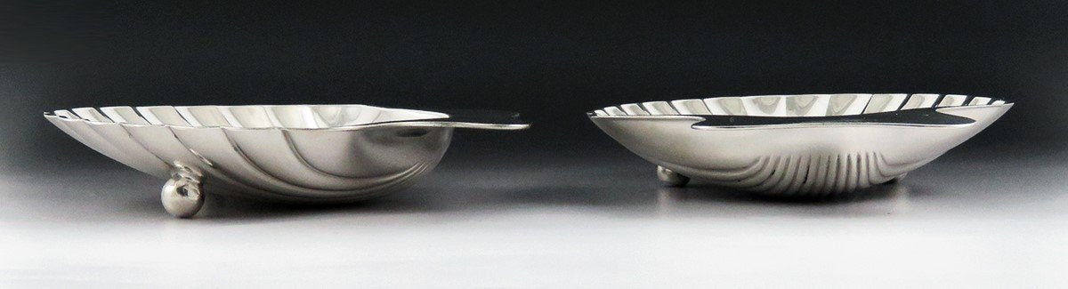 Great Pair Tiffany Co Sterling Silver Scallop Shell Ring Catcher Trinket Dish