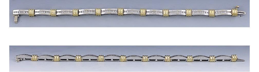 Attractive 2-Tone 14k Gold & Channel Set ~1ct Diamond Bracelet