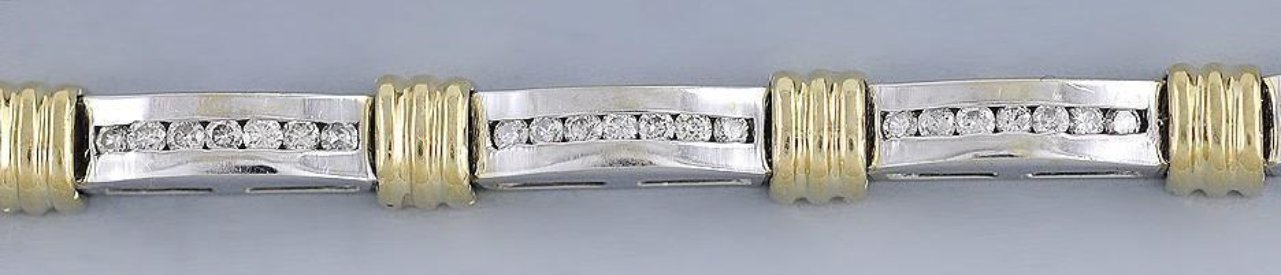 Attractive 2-Tone 14k Gold & Channel Set ~1ct Diamond Bracelet