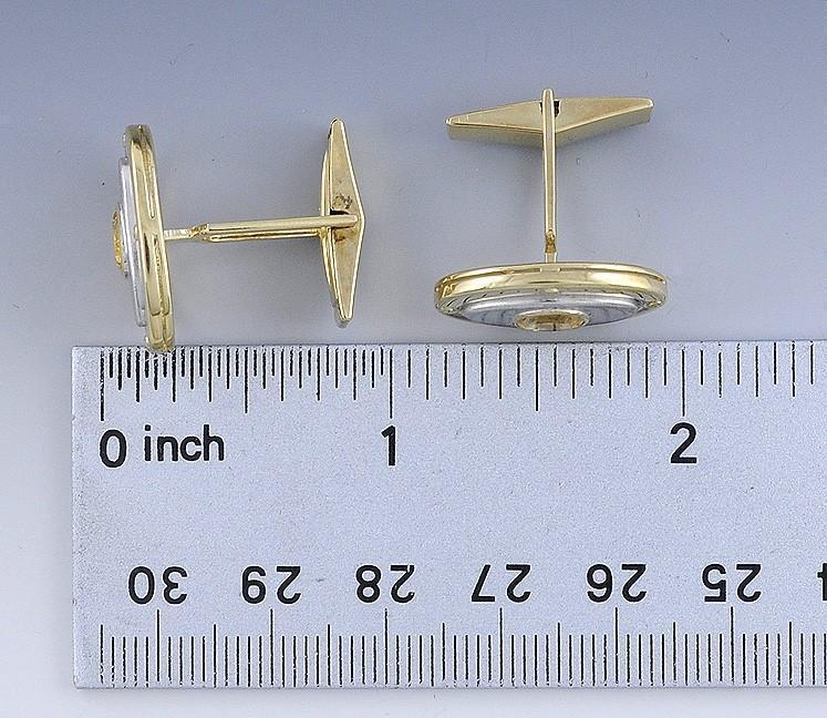Exquisite 18k White & Yellow Gold Eye Cufflinks W/ Citrine