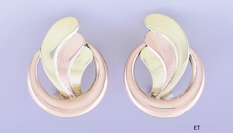 Charming Retro 14k Two Tone Yellow & Rose Gold Clipbacks Earrings