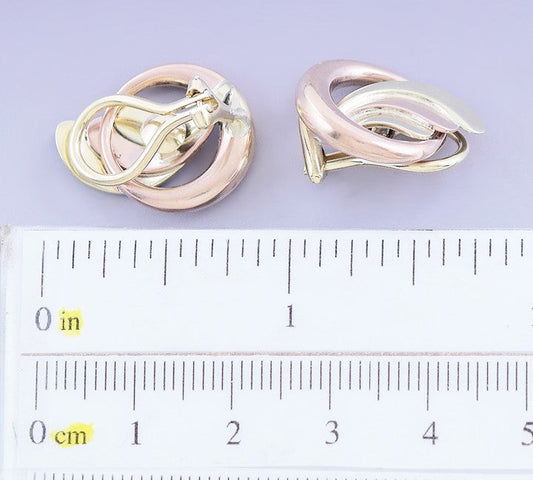 Charming Retro 14k Two Tone Yellow & Rose Gold Clipbacks Earrings