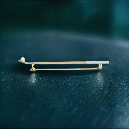Great Quality Platinum 14k Gold Pearl Golf Club Pin/Brooch