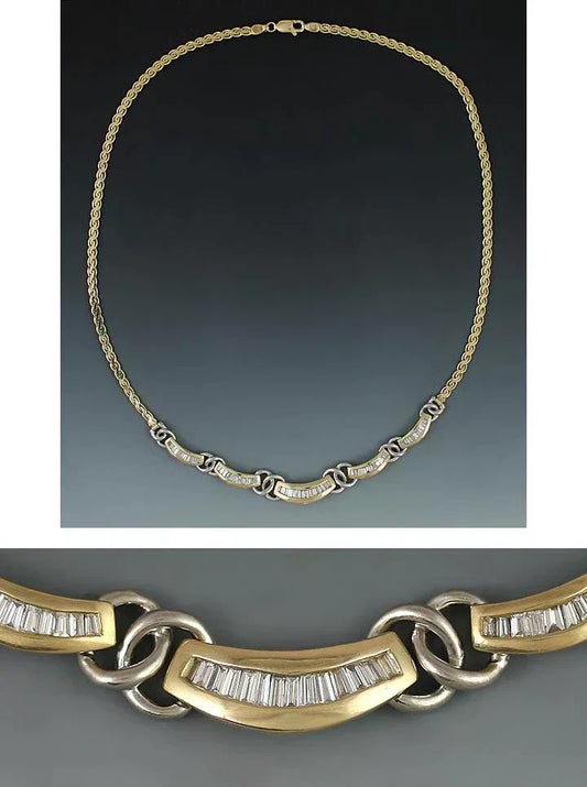 Great Platinum 14k Yellow Gold Diamond Necklace