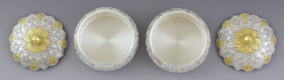 Superb Quality Korean 99% Pure Silver Covered Bowl & Tray 3pc Set