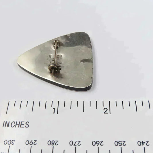 Mexican Sterling Silver Brass Modernist Woman at Fire Pin/Brooch Mixed Metal