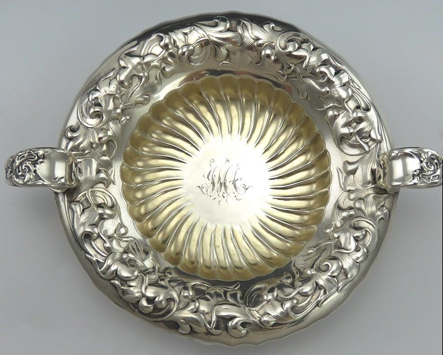 Antique c1890 Sterling Silver Whiting Heraldic 2 Handled Dish/Bowl Hollowware