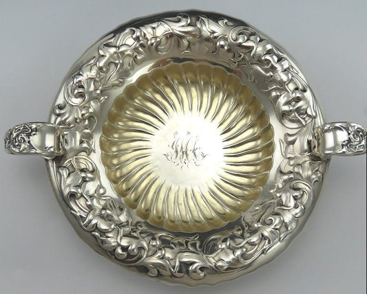 Antique c1890 Sterling Silver Whiting Heraldic 2 Handled Dish/Bowl Hollowware