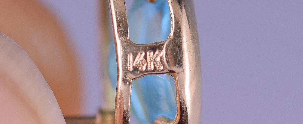 Gorgeous and Stylish Pair of Bright Blue Topaz 14k Gold Pierced Earrings