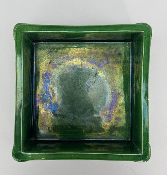 Beautiful Mid/Late 1800s Chinese Green Glazed Square Fu Lion Planter Jardiniere