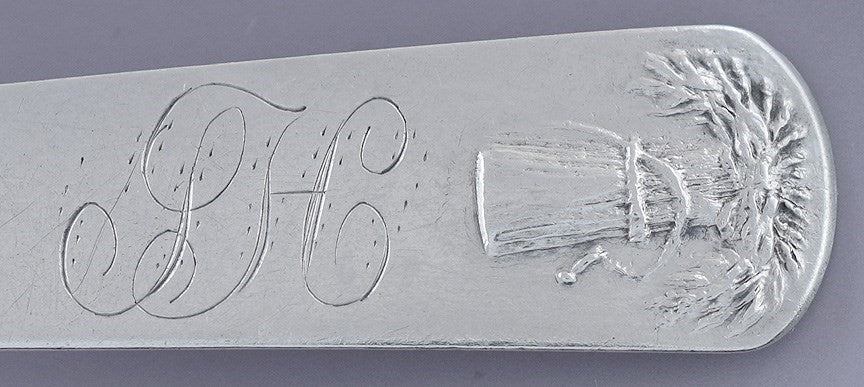 Great set 5 American Coin Silver Sheaf of Wheat Spoons