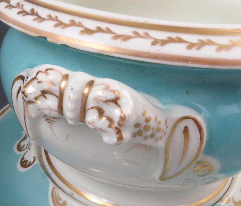 Antique 1830s Chamberlains English Worcester Porcelain Gilt Sauce Tureen