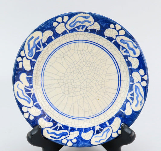 Antique Old Dedham Pottery Snow Tree Mushroom Pattern Bread Plate 6”