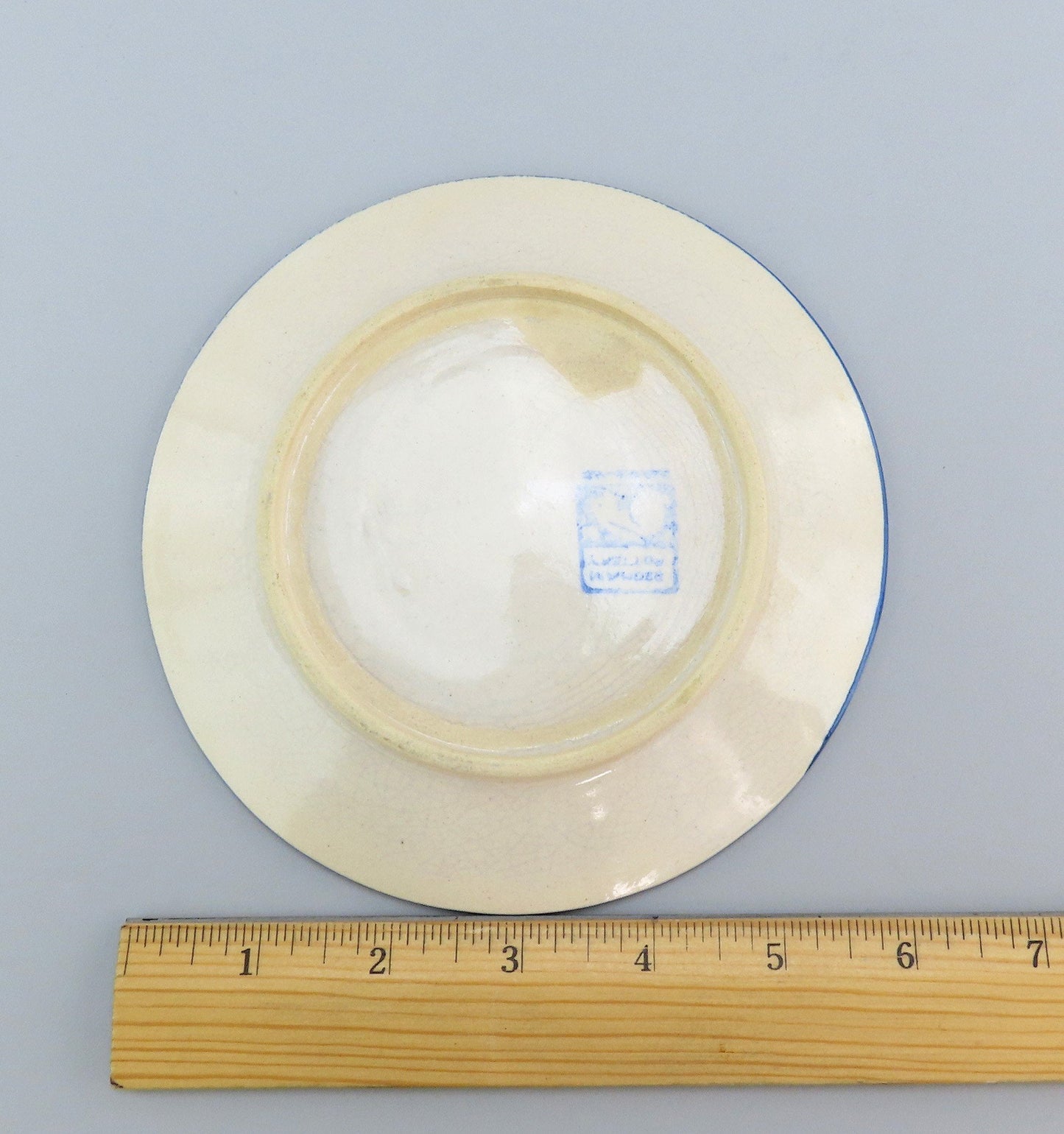 Antique Old Dedham Pottery Snow Tree Mushroom Pattern Bread Plate 6”