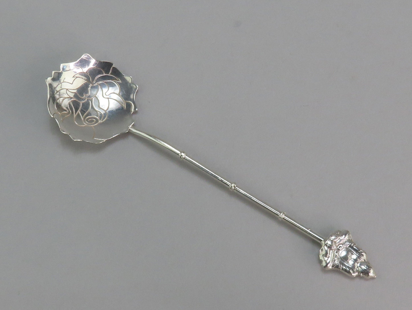 Cute Set 6 VTG Japanese Sterling Silver Floral Souvenir Theme Demitasse Spoons