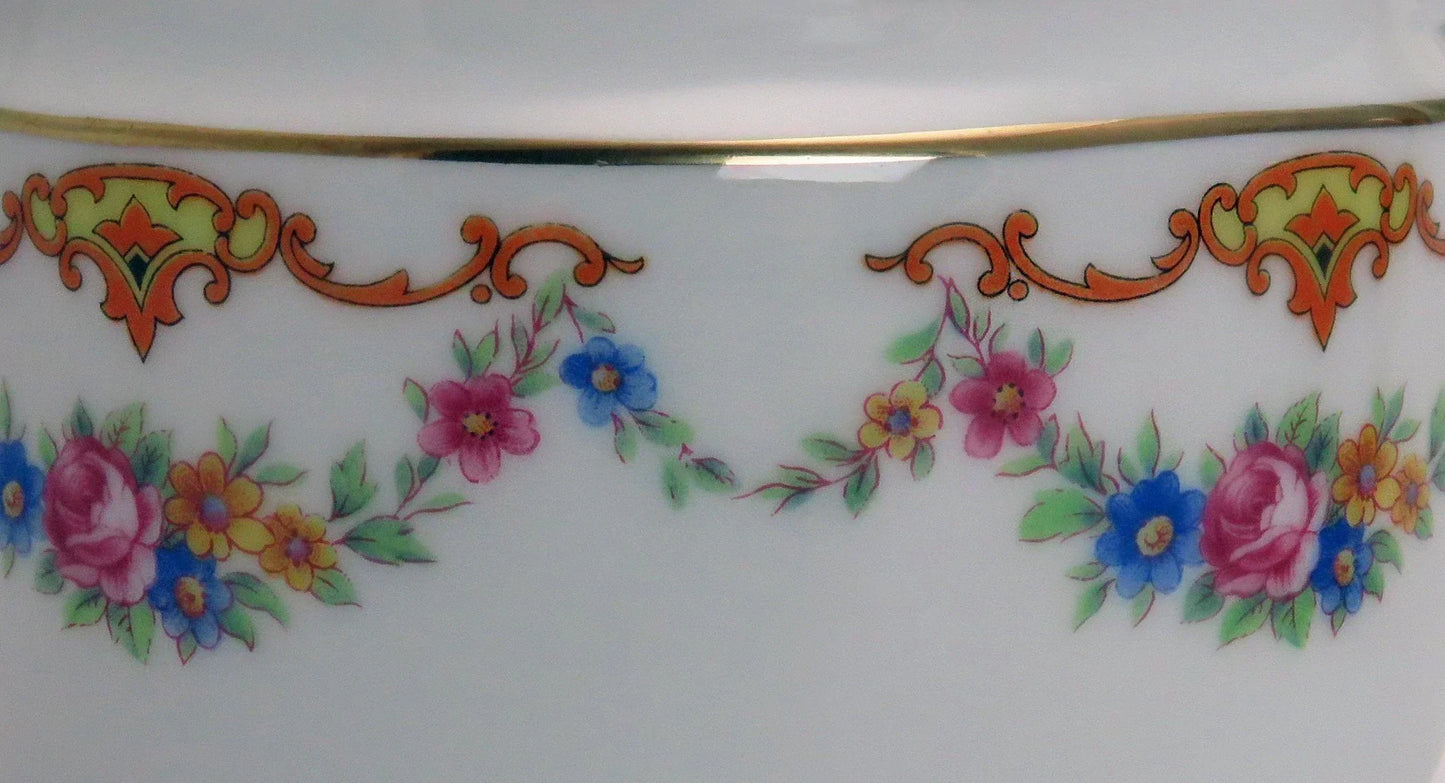 2pc Elegant Czech Epiag Floral Sugar & Creamer Set 9561
