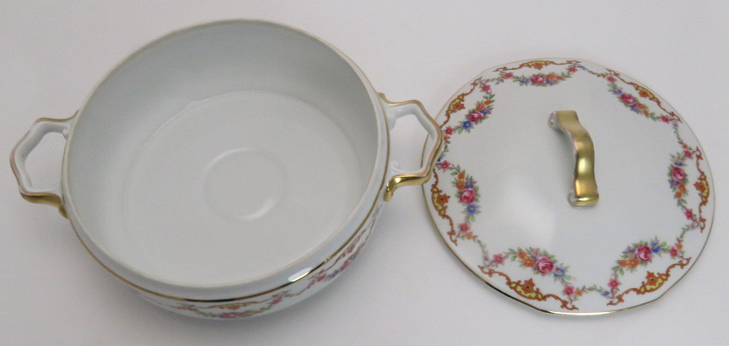 Large Czech Epiag 9561 Floral Covered Entree Serving Dish