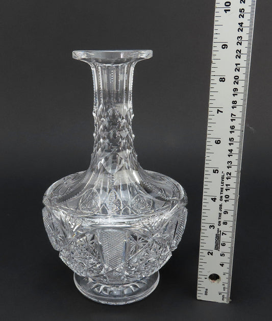 Superb American Brilliant Period Cut Glass Long Neck Carafe Decanter Bottle Vase