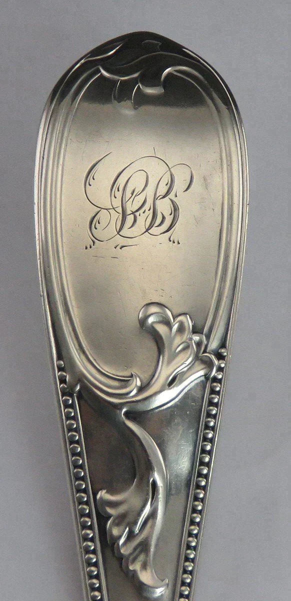 Antique 19th Century American Coin Silver Florentine Pattern Soup/Punch Ladle