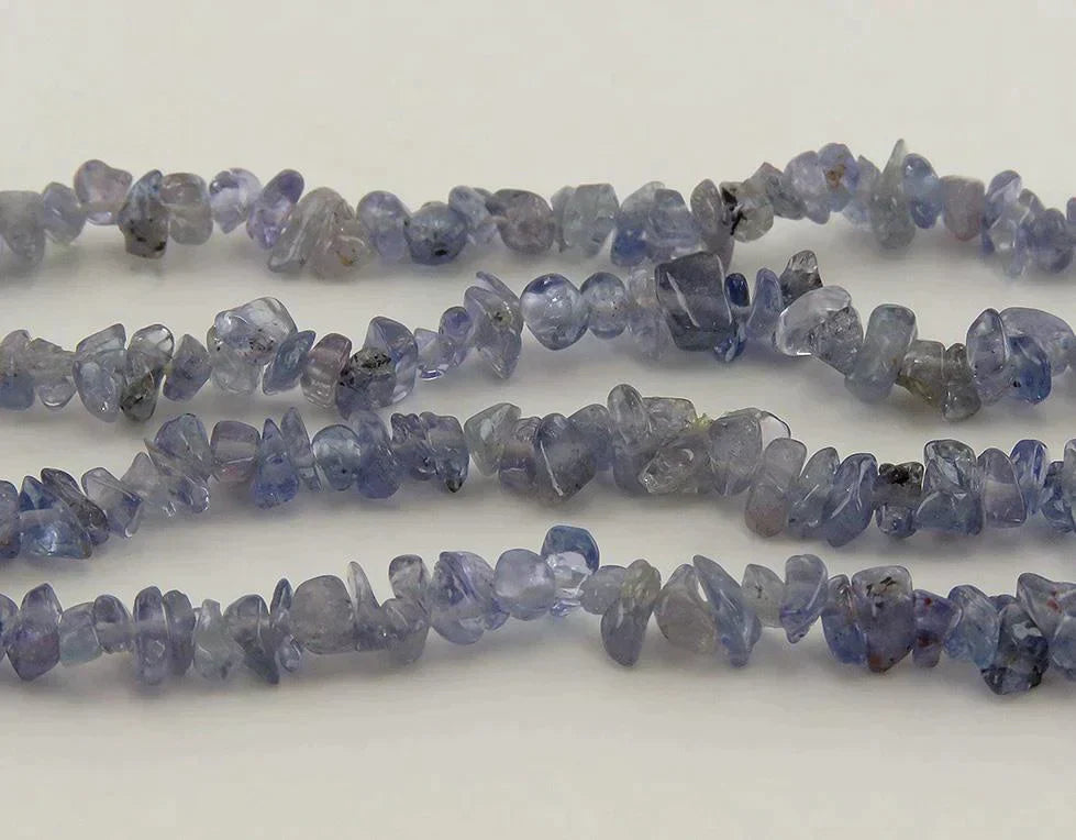 Glittering Tanzanite Gemstone Beaded Strand Necklace 14K Gold Clasp - 35 Inches