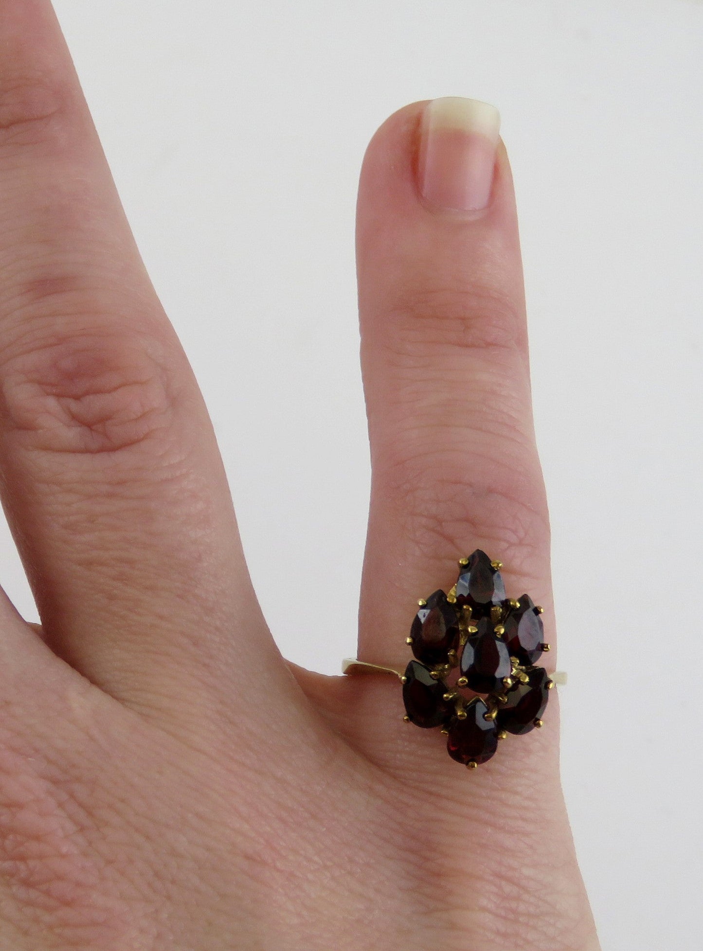 1960's-1980's Modern 14k Yellow Gold Red Garnet Ring Size 6