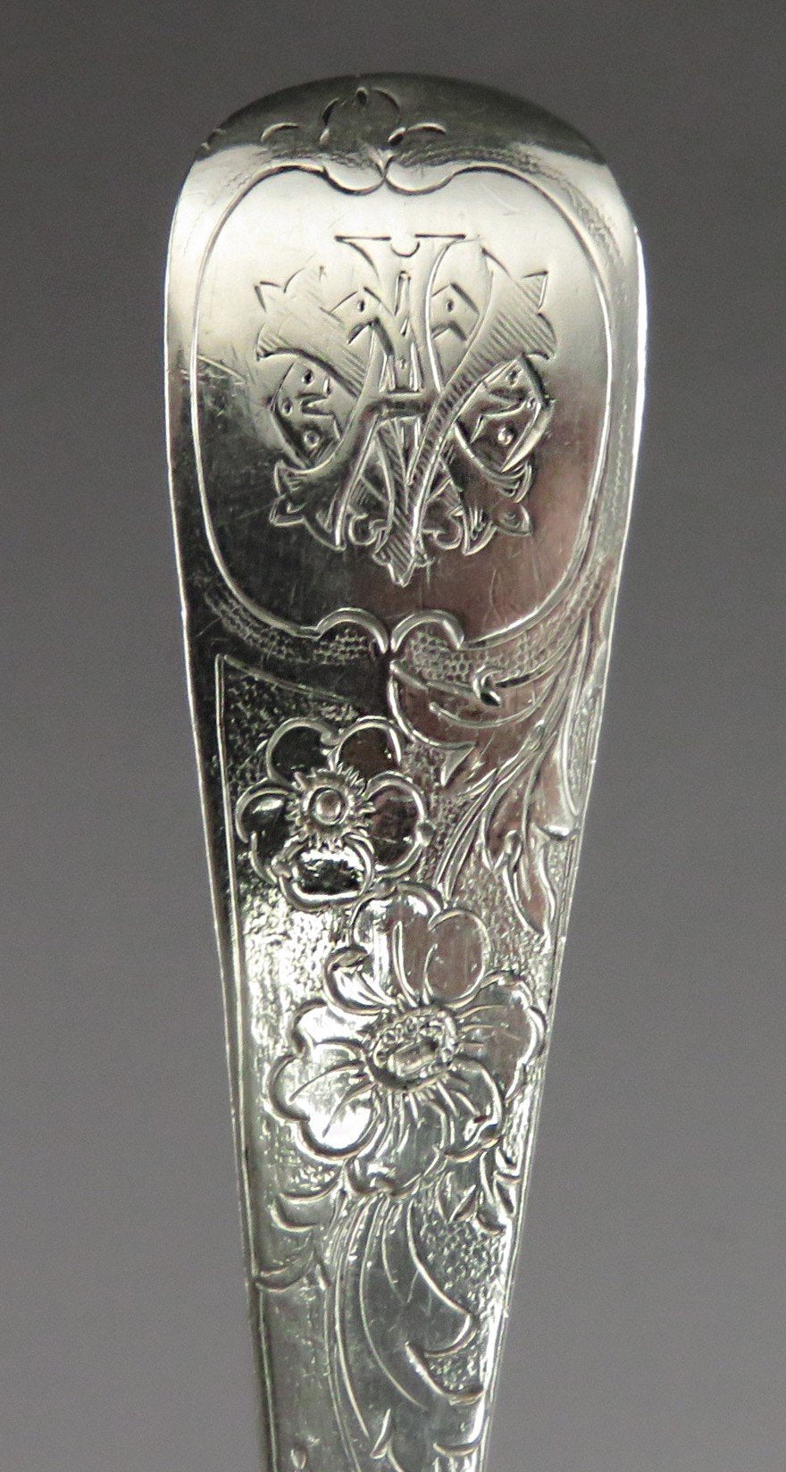 Antique 1830 English Sterling Silver Classical Fruit Serving Spoon